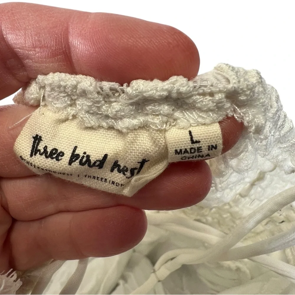 Large Three bird nest white lace bohemian dress work pockets - Picture 5 of 13